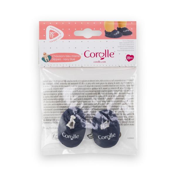 Clothing for 30 cm baby doll: Navy blue slippers - Corolle-9000111120