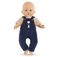 Kleidung für große 36 cm Babypuppe: T-Shirt und marineblauer Overall