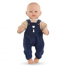 Kleidung für große 42 cm Babypuppe: T-Shirt und marineblauer Overall