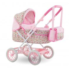  Geblümter Kinderwagen für meine große Corolle-Babypuppe 36 / 42 / 52 cm