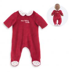 Kleidung für kleine Babypuppe 30 cm: Pyjama Pétales de Coeurs