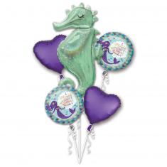 Bouquet of 5 Aluminum balloons - Mermaid - Seahorse and mermaid