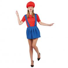  Plumber costume - red, blue - woman