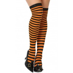 Orange Striped Tights - Halloween - Women