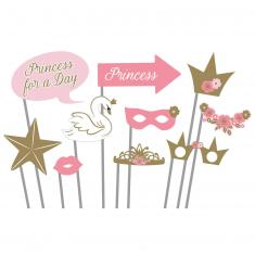 Selfie kit in plastic and cardboard - Princess for a day - 10 pieces