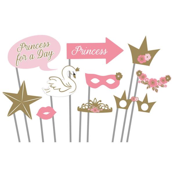 Selfie kit in plastic and cardboard - Princess for a day - 10 pieces - 9906323