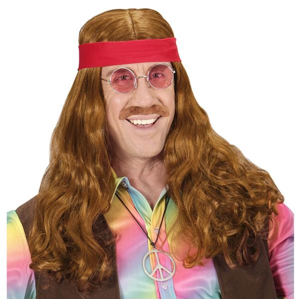Hippie Wig and Mustache Kit - Men - 74989