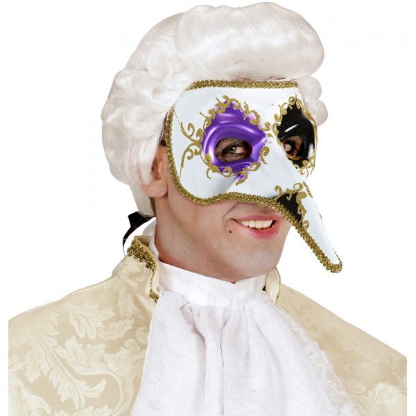 Venetian Long Nose Mask - Purple and Black - 05917