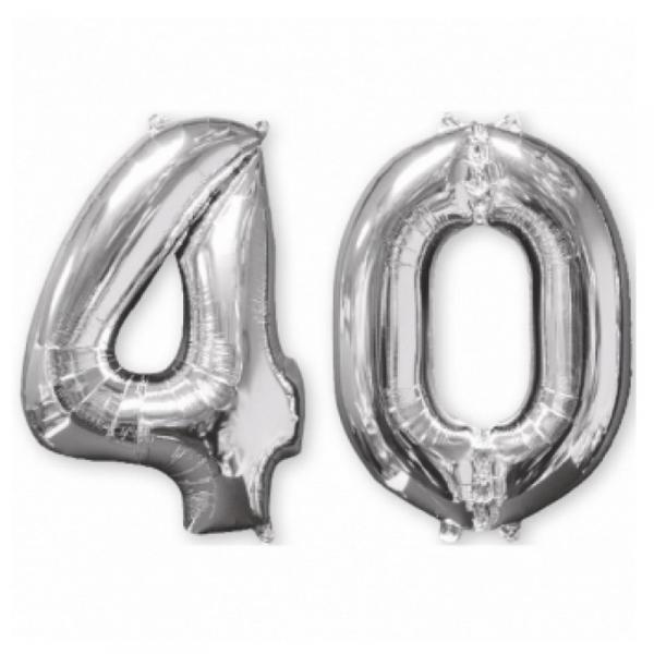 Aluminum Balloon 66 cm: 40 years - Silver - 3581801