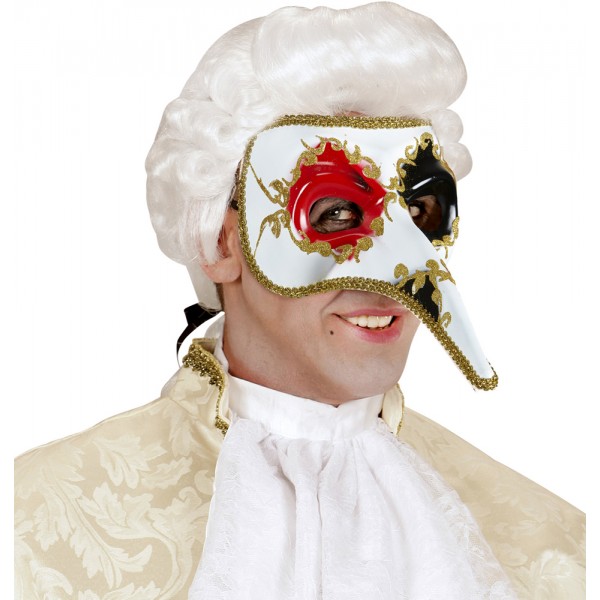 Venetian Long Nose Mask - Red and Black - 05918