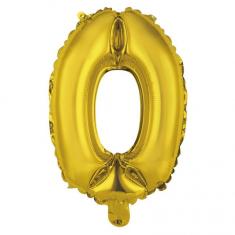 Aluminum Balloon 40 cm: Number 0 - Gold