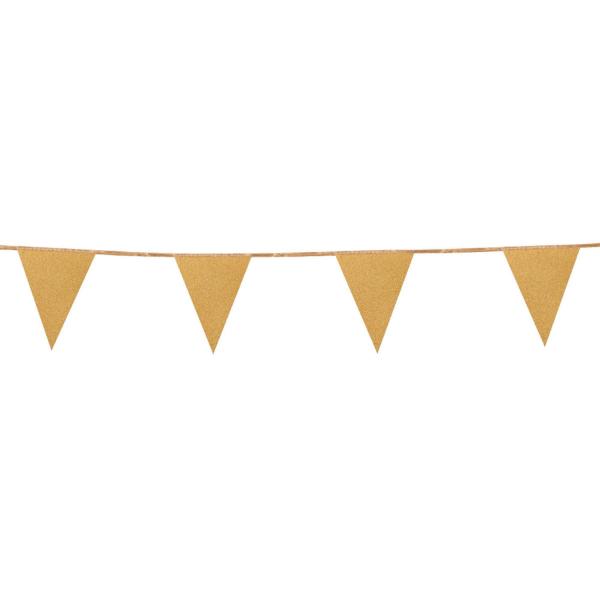 Glittering pennant garland - 6 m - Gold - 20000