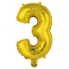 Aluminum Balloon 40 cm: Number 3 - Gold