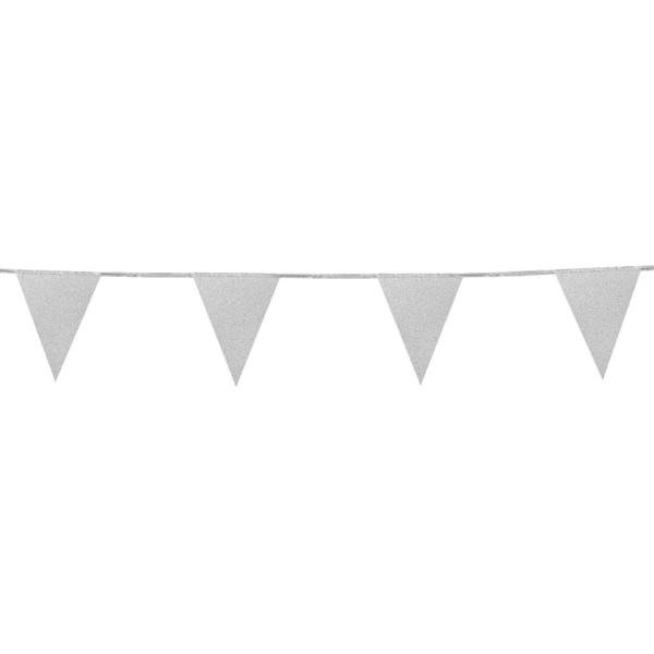 Sparkling pennant garland - 6 m - Silver - 20001