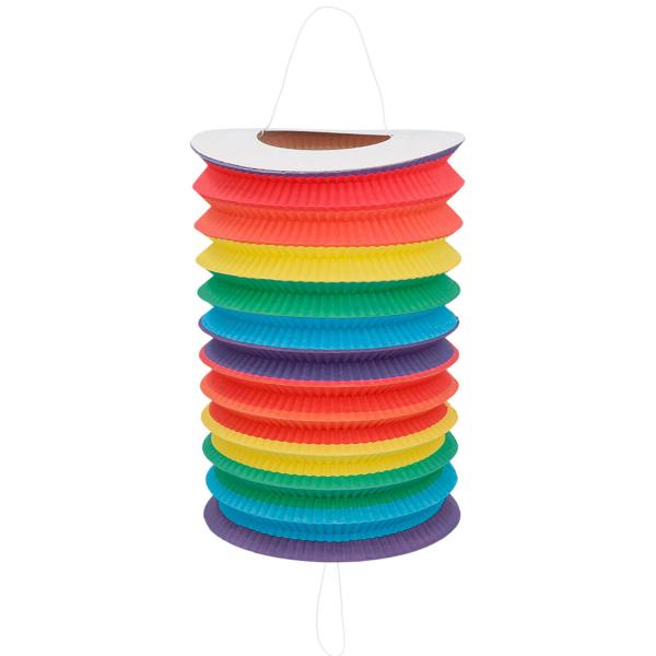 Rainbow cylindrical paper lantern - 16 cm - 30419