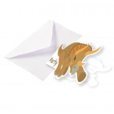 8 Happy Dinosaur Invitations and Envelopes
