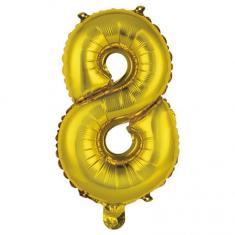 Aluminum Balloon 40 cm: Number 8 - Gold