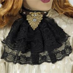 Black lace jabot - Steampunk