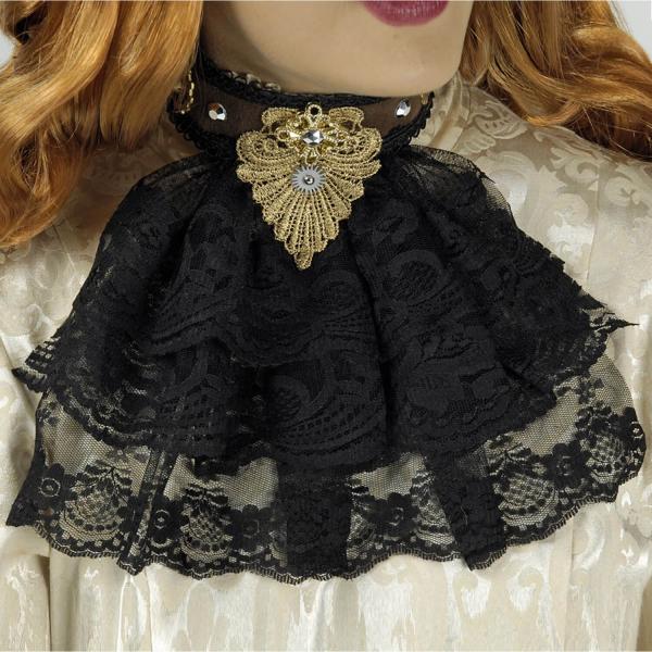 Black lace jabot - Steampunk - 70529598