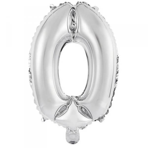 Aluminum Balloon 40 cm: Number 0 - Silver - 9909678