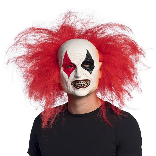 Latex mask with hair: Ruddy Clown - RDLF-97592