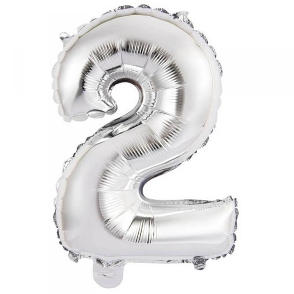 Aluminum Balloon 40 cm: Number 2 - Silver - 9909670