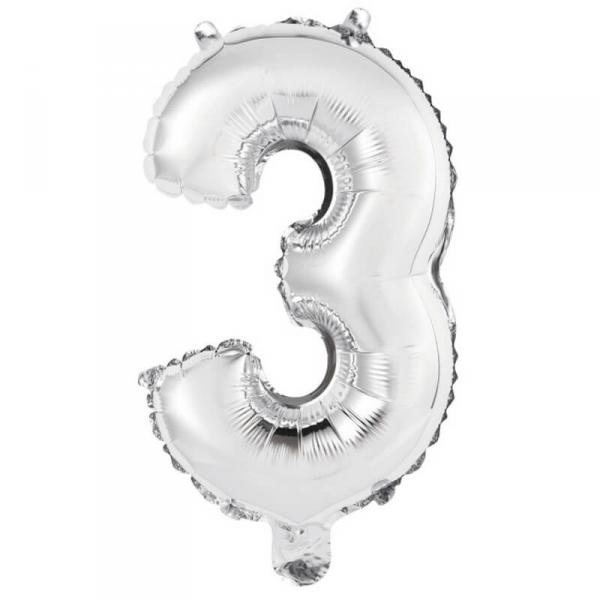 Aluminum Balloon 40 cm: Number 3 - Silver - 9909671