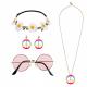 Miniature Hippie accessories set (headband, glasses, earrings and necklace)