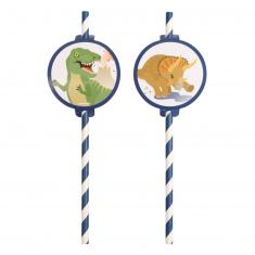 Happy Dinosaur paper straws - 19.7 cm