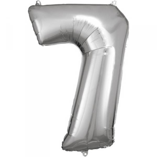 Aluminum Balloon 86 cm: Number 7 - Silver - 9906292