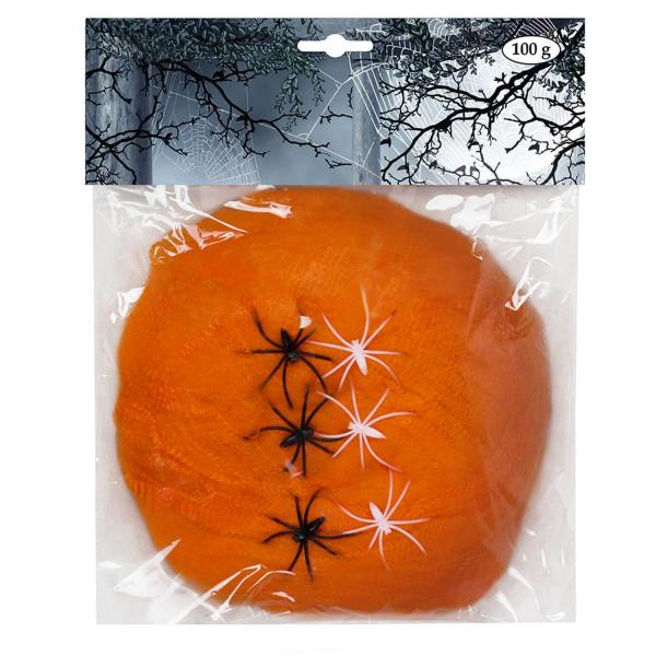 Orange spider web decoration 100 g - 74421