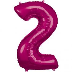 86 cm Aluminum Balloon: Number 2 - Fuchsia Pink