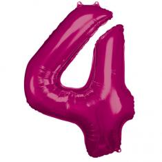 86 cm Aluminum Balloon: Number 4 - Fuchsia Pink