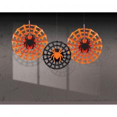 Spider web fan decorations x3 - Halloween