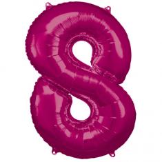 86 cm Aluminum Balloon: Number 8 - Fuchsia Pink