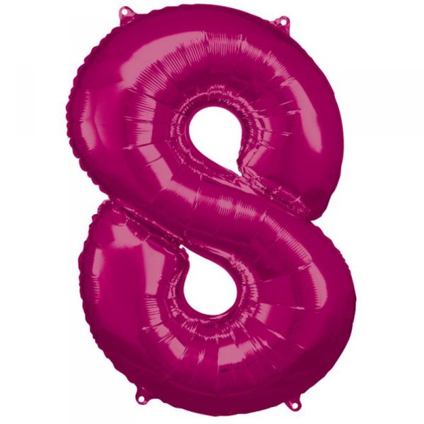 86 cm Aluminum Balloon: Number 8 - Fuchsia Pink - 9907291