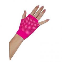 Pair Of Fishnet Mittens - Pink