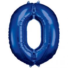 Aluminum Balloon 86 cm: Number 0 - Blue