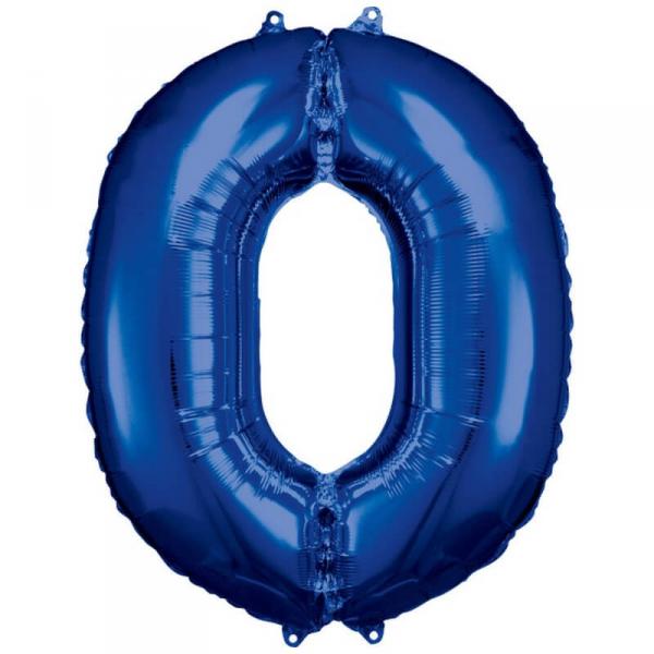 Aluminum Balloon 86 cm: Number 0 - Blue - 9907274