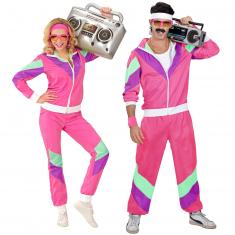 80s Tracksuit Costume - Pink - Adult