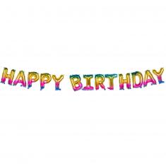 HAPPY BIRTHDAY foil balloon garland - 8 m - Rainbow