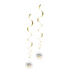 Hanging spiral decorations x 2: Happy New Year