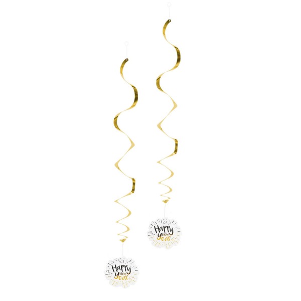 Hanging spiral decorations x 2: Happy New Year - 13466