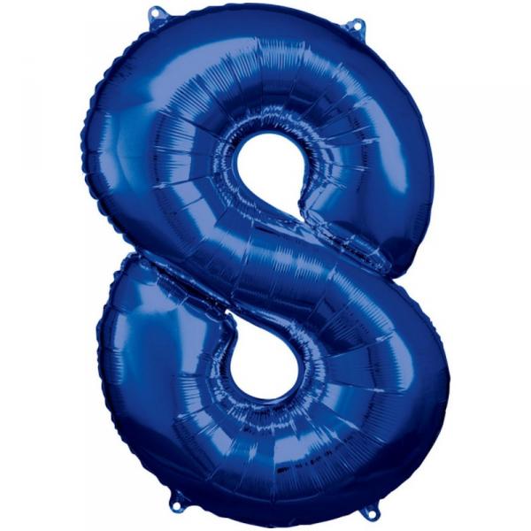 Aluminum Balloon 86 cm: Number 8 - Blue - 9907290