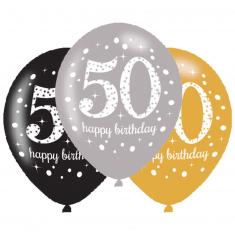 50th birthday balloon: Happy birthday x6