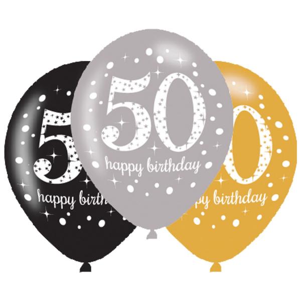 50th birthday balloon: Happy birthday x6 - 9900740