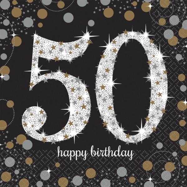 Napkins: 50 Happy Birthday x 16 - 511546