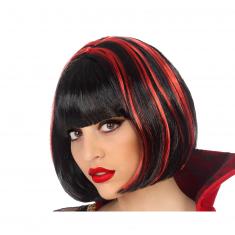 Short Black And Red Vampire Wig - Adult