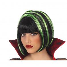 Short Black And Green Vampire Wig - Adult