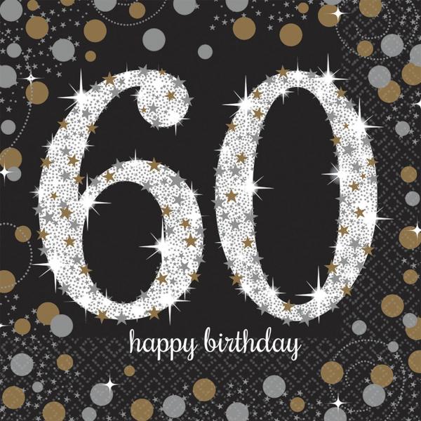 Napkins: 60 Happy Birthday x 16 - 511547